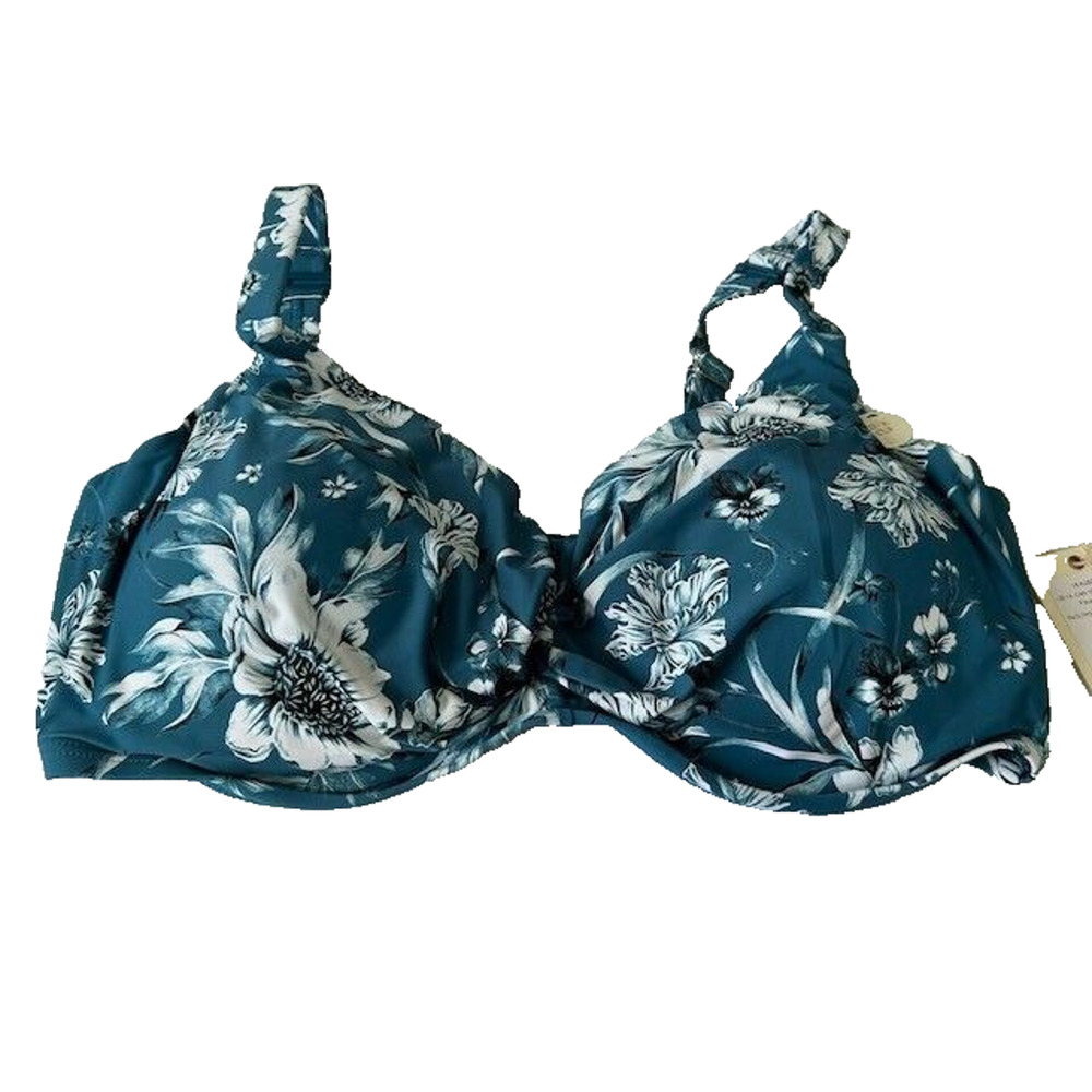 Artesands Fleur Du Champ Monet Soft‎ Cup Bikini Top Twist Front Floral Blue 14